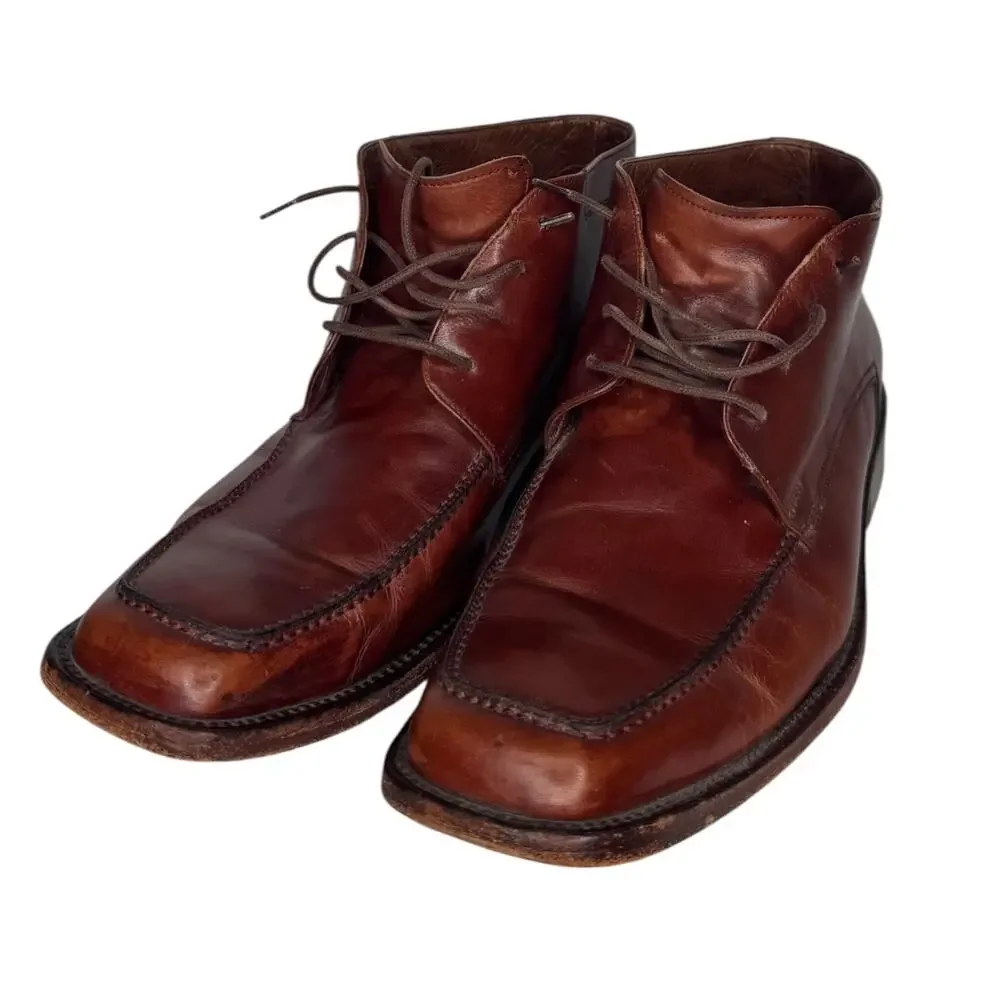 Vintage Lopez Taibo Leather Chukka Boots Brown Mens 8.5 Moc Toe